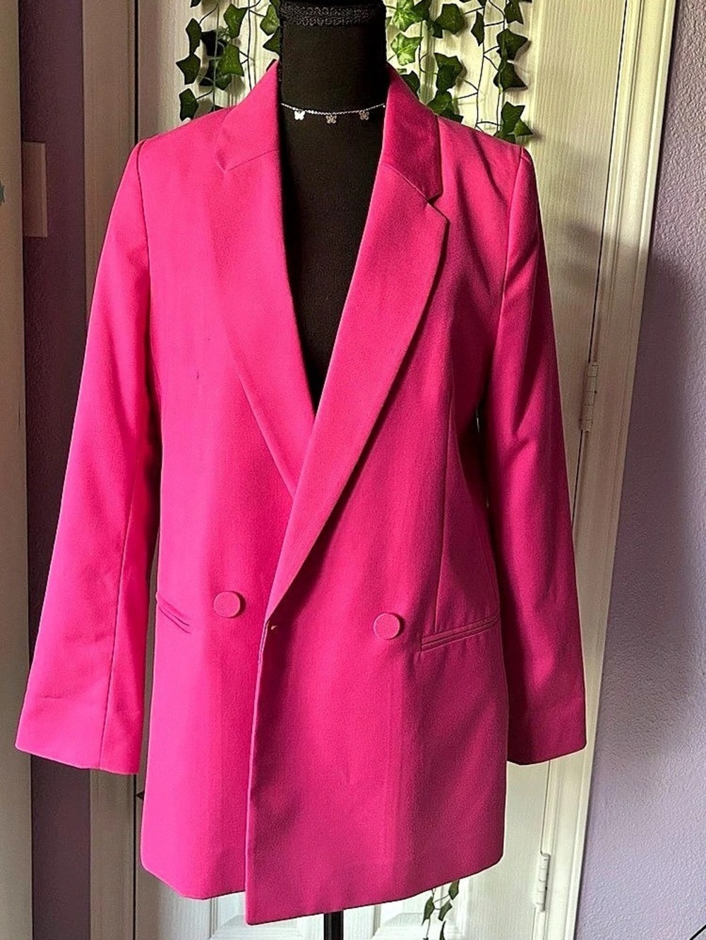 Pink Double-Breasted Blazer